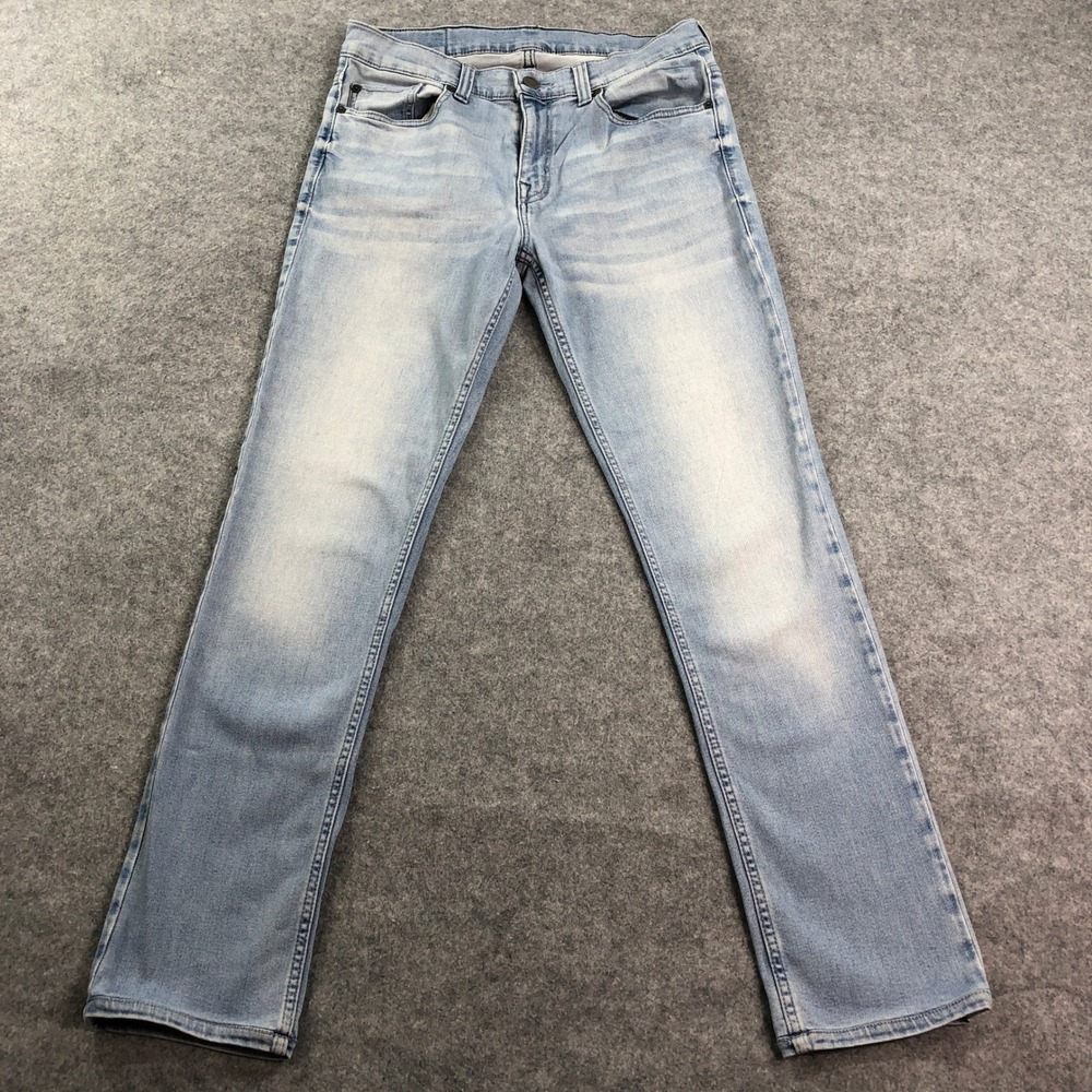 Fidelity Mens Jeans 34 (Fits 32x31) Slim Fit Light Blue Wash Stretch Straight